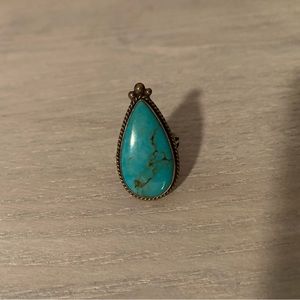 Genuine turquoise and sterling silver stamped ring 6.5